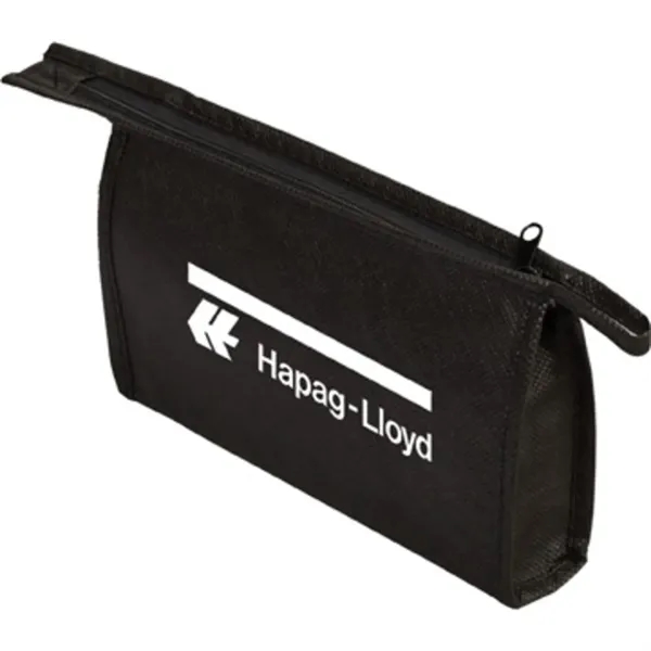 Non-woven zipper pouch with an accenting black trim and zipper closure.... from ASI 54100 Fields Manufacturing Inc / TargetLine®