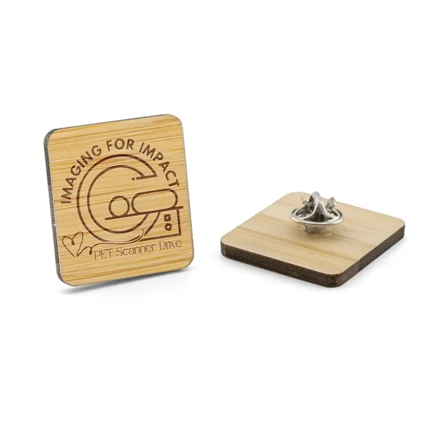 Bamboo wood lapel pins in assorted shapes and sizes with butterfly... from ASI 52263 EMT