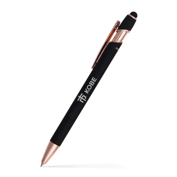 Click-action stylus pen with gel ink made with rose gold colored... from ASI 90859 Tempo Industries Inc / Tempo