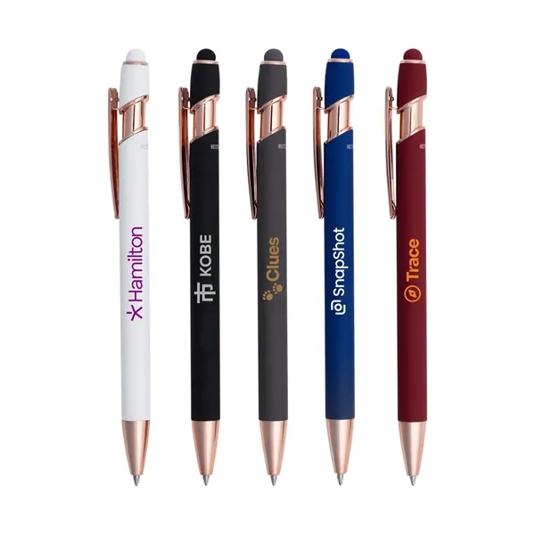 Click-action stylus pen with gel ink made with rose gold colored... from ASI 90859 Tempo Industries Inc / Tempo