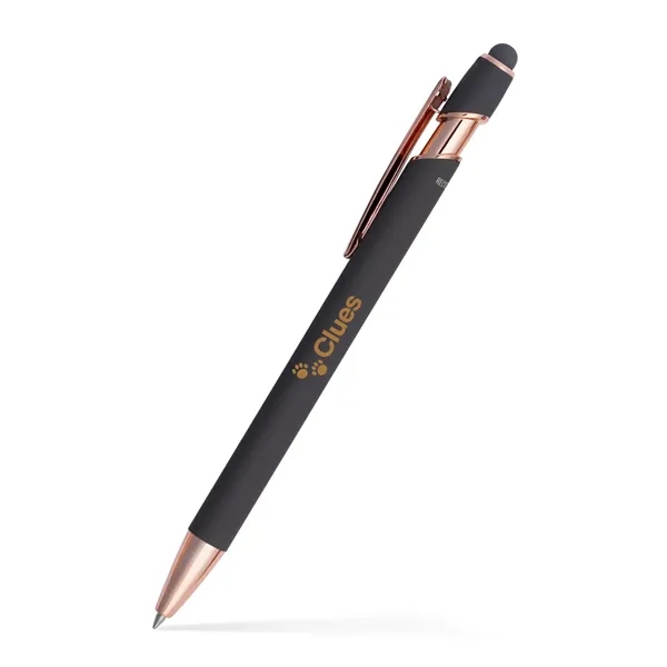 Click-action stylus pen with gel ink made with rose gold colored... from ASI 90859 Tempo Industries Inc / Tempo