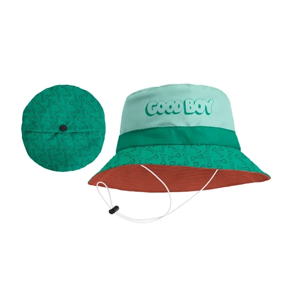 Full-color Packable Bucket Hat with Printing on Both Sides. Adjustable Cords... from ASI 45657 Pop! Promos