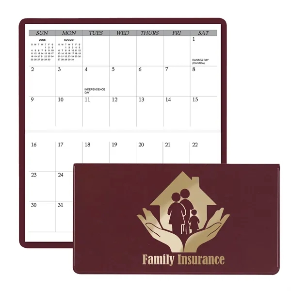 3.62"H x 6.75"W 13-month horizontally-oriented folding planner with executive vinyl cover.... from ASI 54040 Fey Promo / Fey Calendar Impressions