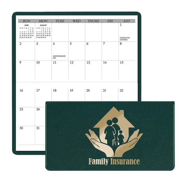 3.62"H x 6.75"W 13-month horizontally-oriented folding planner with executive vinyl cover.... from ASI 54040 Fey Promo / Fey Calendar Impressions