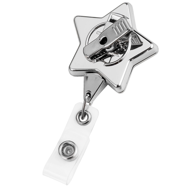 Chrome Star retractable badge reel, alligator clip back, anti-twist feature... from ASI 49470 DEVARA