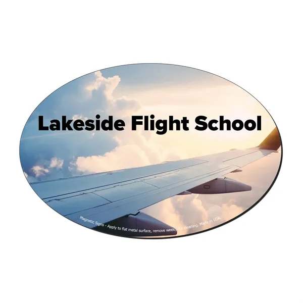 4"H x 6"W digitally imprinted oval shaped magnetic sign with 30... from ASI 54040 Fey Promo / Magna-Tel by Fey