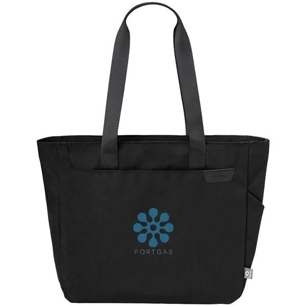 Recycled heather travel tote bag with 16.5" laptop sleeve and side... from ASI 39552 BEL Promo