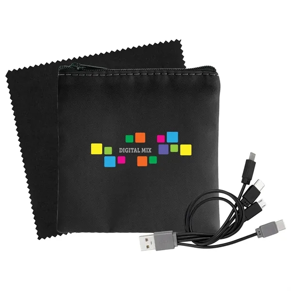 Cable and cloth set with tech pouch, cleaning cloth, and 4-in-1... from ASI 39552 BEL Promo