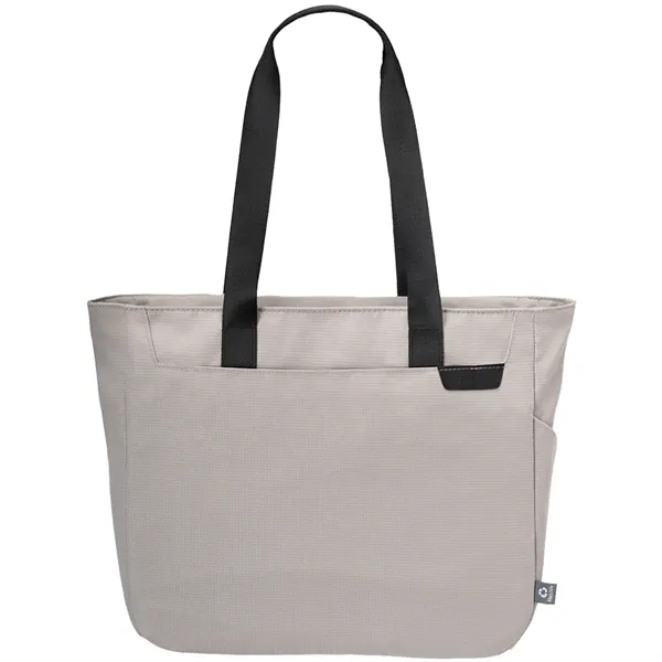 Recycled heather travel tote bag with 16.5" laptop sleeve and side... from ASI 39552 BEL Promo