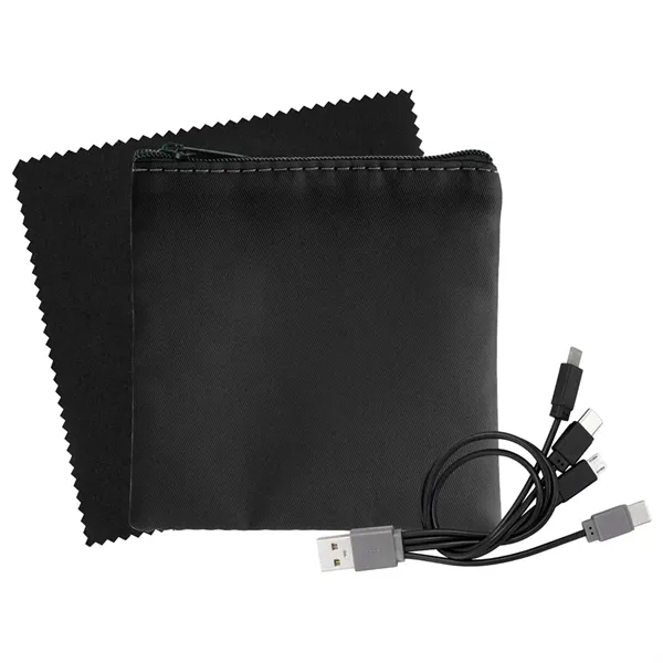 Cable and cloth set with tech pouch, cleaning cloth, and 4-in-1... from ASI 39552 BEL Promo