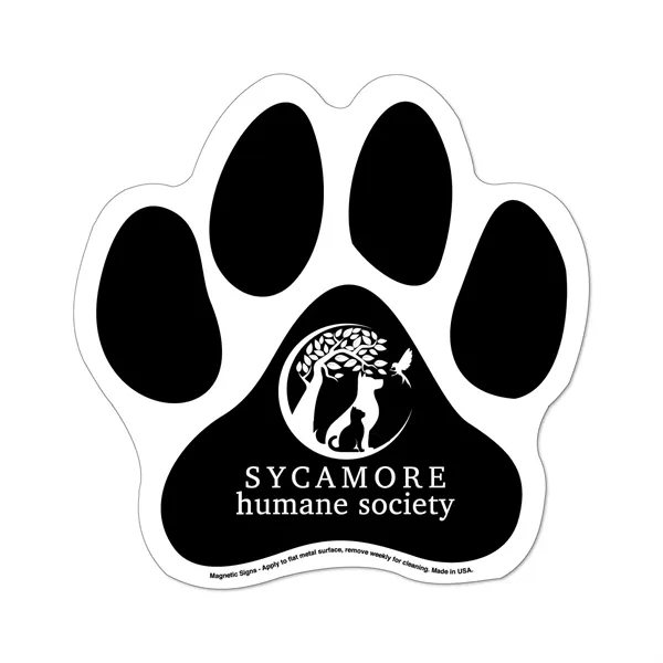6"H x 6"W paw print shaped magnetic sign that can withstand... from ASI 54040 Fey Promo / Magna-Tel by Fey