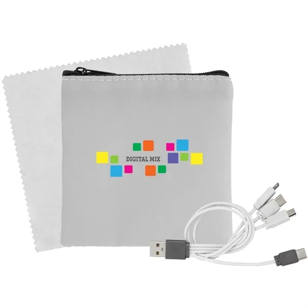 Cable and cloth set with tech pouch, cleaning cloth, and 4-in-1... from ASI 39552 BEL Promo