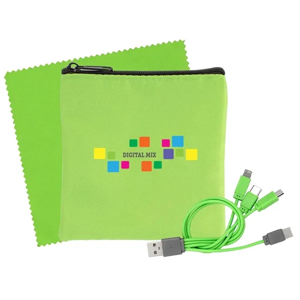 Cable and cloth set with tech pouch, cleaning cloth, and 4-in-1... from ASI 39552 BEL Promo