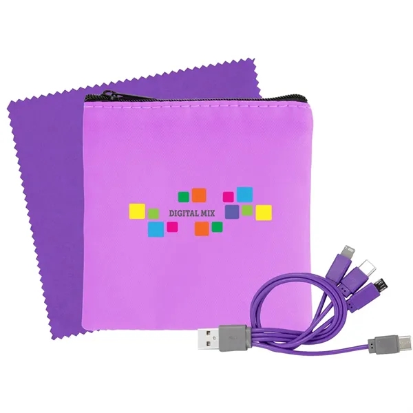 Cable and cloth set with tech pouch, cleaning cloth, and 4-in-1... from ASI 39552 BEL Promo