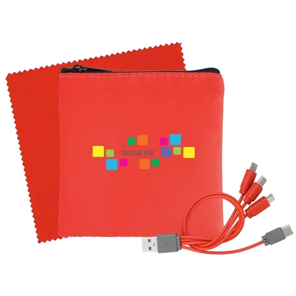 Cable and cloth set with tech pouch, cleaning cloth, and 4-in-1... from ASI 39552 BEL Promo