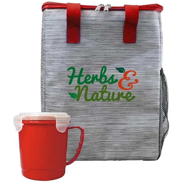 Gift set with an insulated cooler tote bag and soup mug... from ASI 39552 BEL Promo