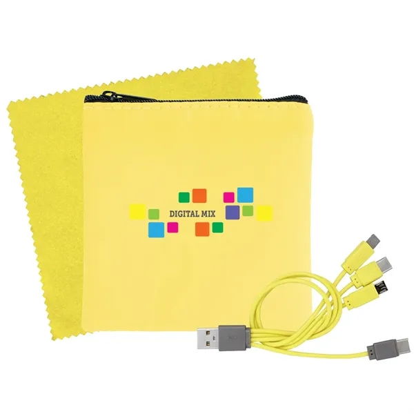 Cable and cloth set with tech pouch, cleaning cloth, and 4-in-1... from ASI 39552 BEL Promo