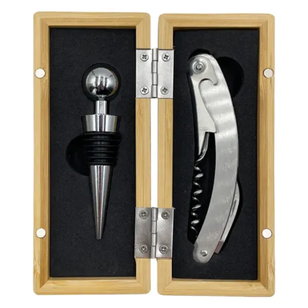 Bamboo wine kit with opener and stopper.... from ASI 55675 Galaxy Balloons Inc