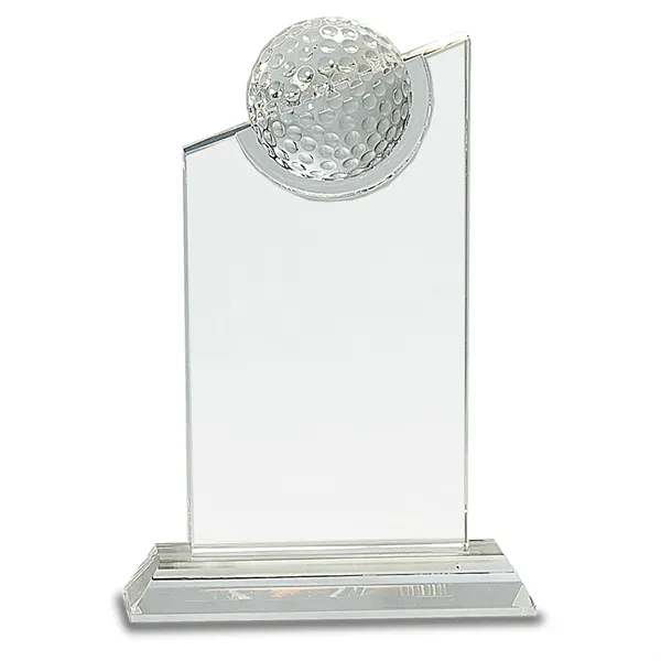 8" crystal golf award with inset ball and double-sided design on... from ASI 72657 Active Life Promo / Street Marketing