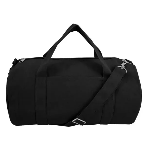 Classic round duffle style with outer pocket,100% 11oz cotton canvas,Box stitch... from ASI 72657 Active Life Promo / Active Life