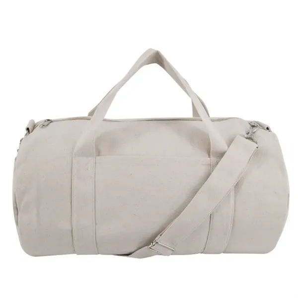 Classic round duffle style with outer pocket,100% 11oz cotton canvas,Box stitch... from ASI 72657 Active Life Promo / Active Life