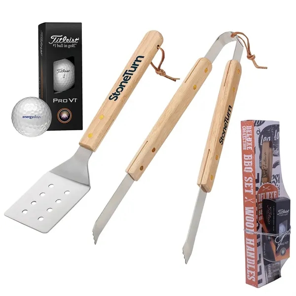 Deluxe BBQ set packaged with three Titleist Pro V1 golf balls.... from ASI 38120 Ball Pro / Diversified Quality Kitchenware