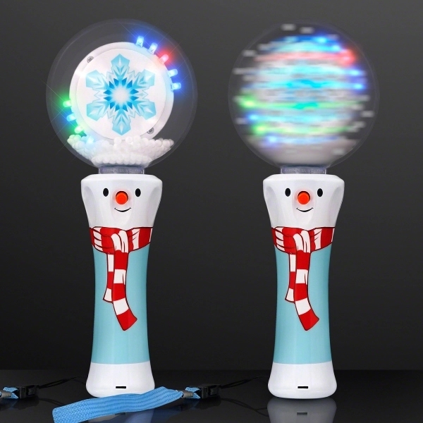 Blank or imprinted. LED Winter Wonderland Snowflake Spinning Wand with Spinning... from ASI 34194 ALightPromos / Alight Promotional Products