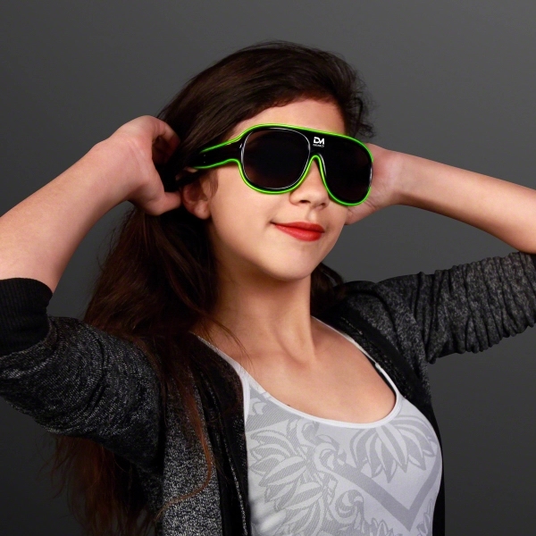 Blank or imprinted. Awesome "Neon Nights" Aviator EL Shades... from ASI 34194 ALightPromos / Alight Promotional Products