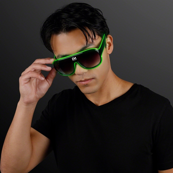 Blank or imprinted. Awesome "Neon Nights" Aviator EL Shades... from ASI 34194 ALightPromos / Alight Promotional Products