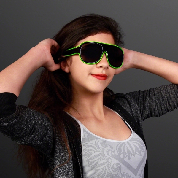 Blank or imprinted. Awesome "Neon Nights" Aviator EL Shades... from ASI 34194 ALightPromos / Alight Promotional Products