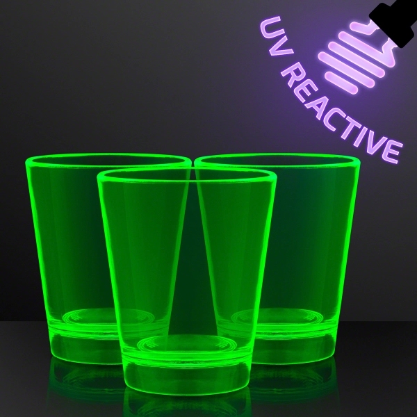 Blank or imprinted. 1.5 oz. UV Reactive Glow Shot Glasses... from ASI 34194 ALightPromos / Alight Promotional Products