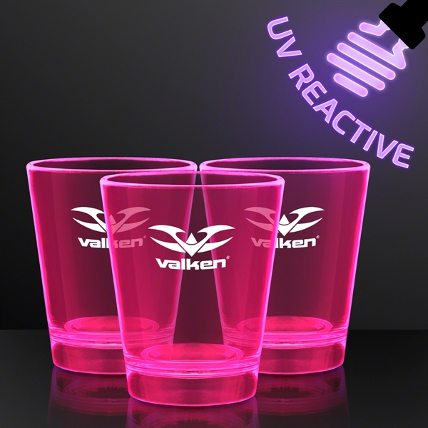 Blank or imprinted. 1.5 oz. UV Reactive Glow Shot Glasses... from ASI 34194 ALightPromos / Alight Promotional Products