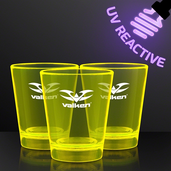 Blank or imprinted. 1.5 oz. UV Reactive Glow Shot Glasses... from ASI 34194 ALightPromos / Alight Promotional Products