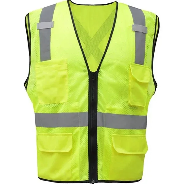Premium class 2 utility safety vest w/x back with zipper closure.... from ASI 58492 GSS Safety LLC