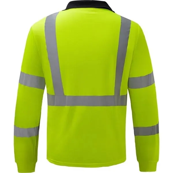 Class 3 long sleeve polo shirt - lime with black bottom.... from ASI 58492 GSS Safety LLC