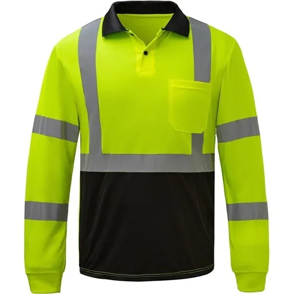 Class 3 long sleeve polo shirt - lime with black bottom.... from ASI 58492 GSS Safety LLC