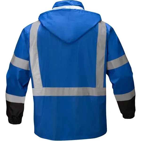Non-ANSI multi color premium hooded rain coat w/black bottom.... from ASI 58492 GSS Safety LLC