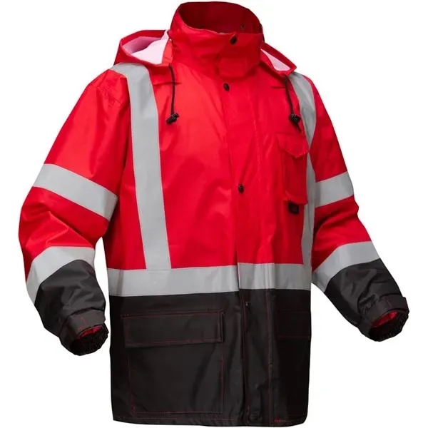 Non-ANSI multi color premium hooded rain coat w/black bottom.... from ASI 58492 GSS Safety LLC