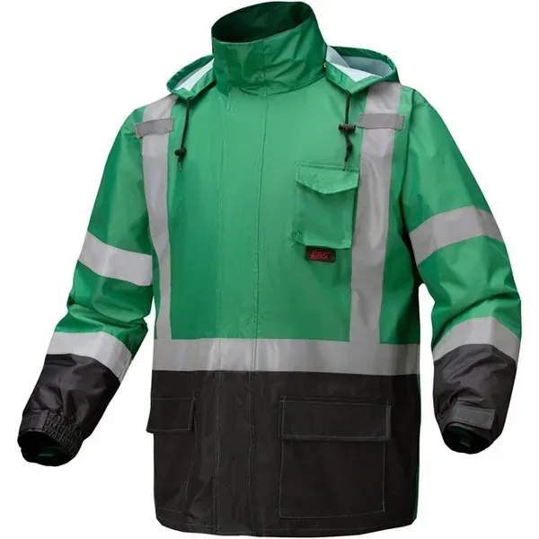 Non-ANSI multi color premium hooded rain coat w/black bottom.... from ASI 58492 GSS Safety LLC