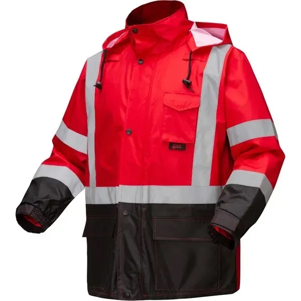 Non-ANSI multi color premium hooded rain coat w/black bottom.... from ASI 58492 GSS Safety LLC