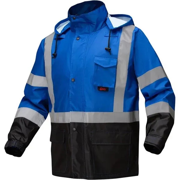 Non-ANSI multi color premium hooded rain coat w/black bottom.... from ASI 58492 GSS Safety LLC