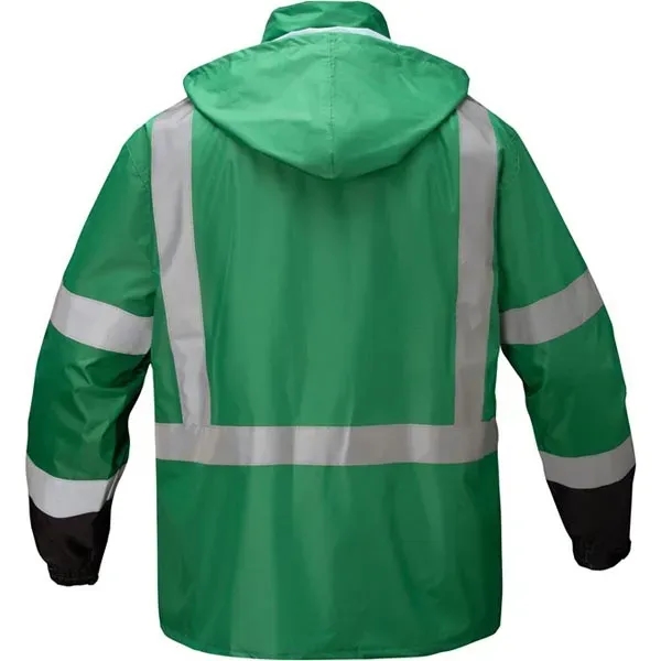 Non-ANSI multi color premium hooded rain coat w/black bottom.... from ASI 58492 GSS Safety LLC