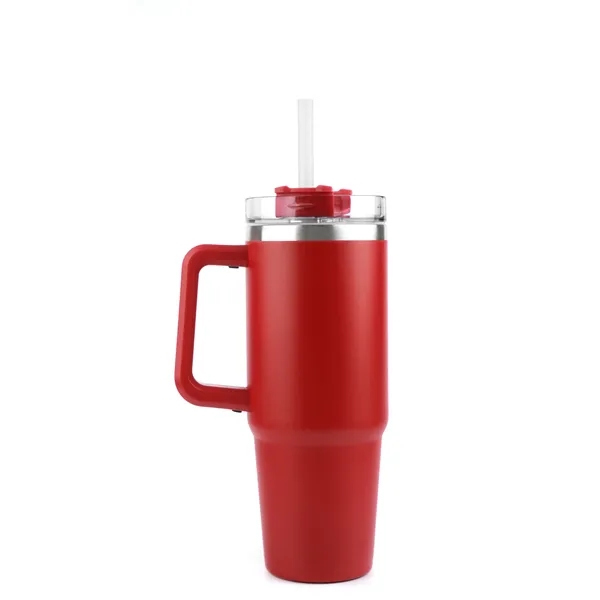 30 oz. Stainless Steel Dbl Wall Mug w/handle, screw-on lid w/straw,... from ASI 79933 Prorose Inc / An Arch Promo Group Division