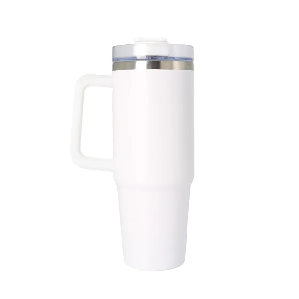 30 oz. Stainless Steel Dbl Wall Mug w/handle, screw-on lid w/straw,... from ASI 79933 Prorose Inc / An Arch Promo Group Division