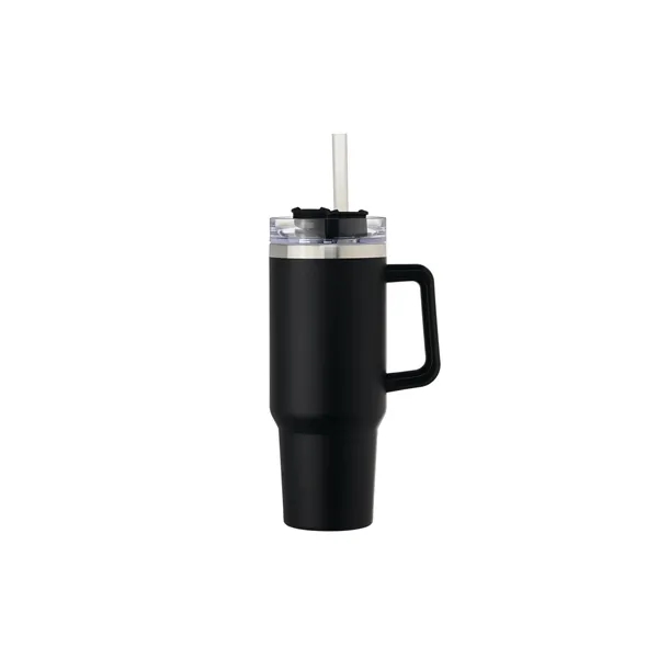 40 oz. Stainless Steel Dbl Wall Mug w/handle, screw-on lid w/straw,... from ASI 79933 Prorose Inc / An Arch Promo Group Division