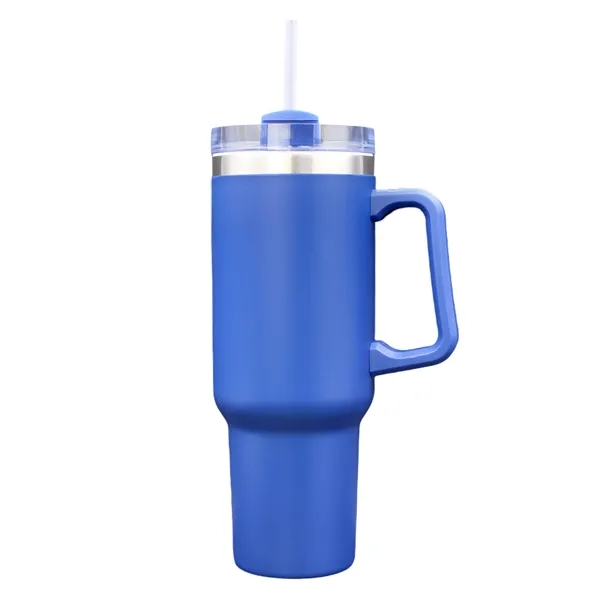 40 oz. Stainless Steel Dbl Wall Mug w/handle, screw-on lid w/straw,... from ASI 79933 Prorose Inc / An Arch Promo Group Division