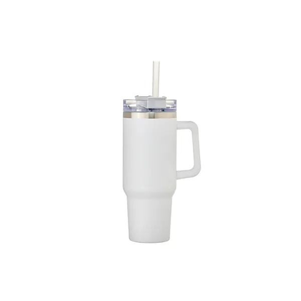 40 oz. Stainless Steel Dbl Wall Mug w/handle, screw-on lid w/straw,... from ASI 79933 Prorose Inc / An Arch Promo Group Division