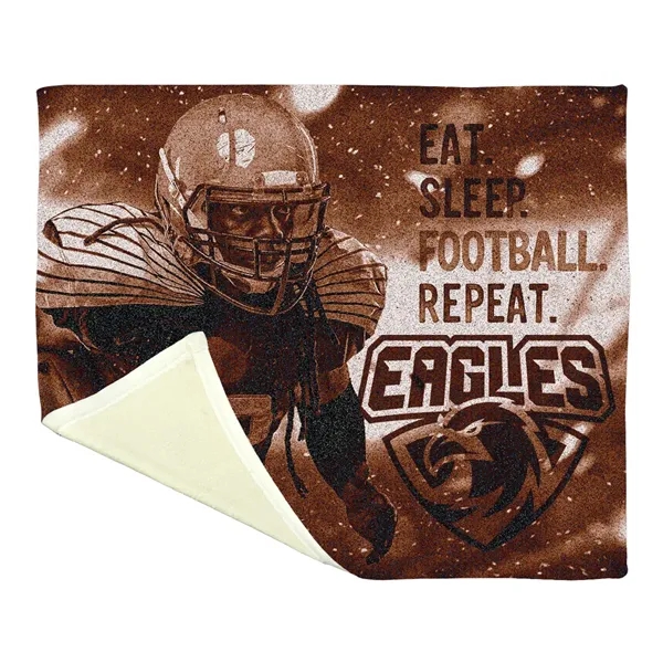 30" x 40" silk-touch Sherpa blanket with edge-to-edge, full color imprinting.... from ASI 61125 Hit Promotional Products / Hit®