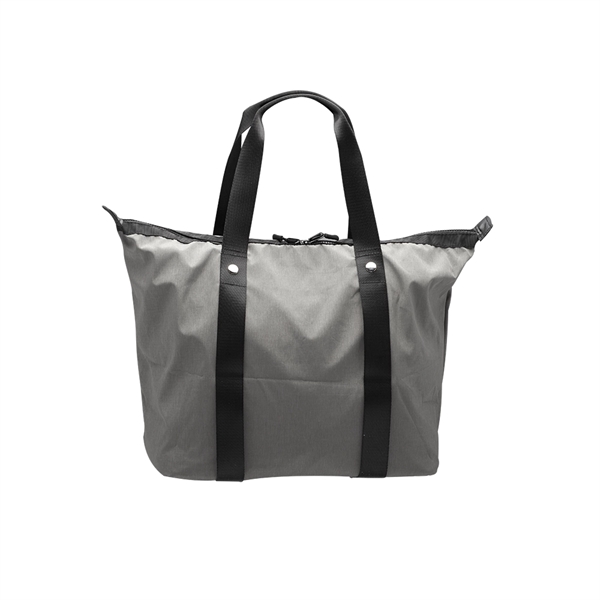 190T fabric tote bag with polyester carry handles, black leather bottom,... from ASI 39552 BEL Promo