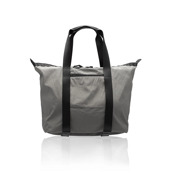 190T fabric tote bag with polyester carry handles, black leather bottom,... from ASI 39552 BEL Promo